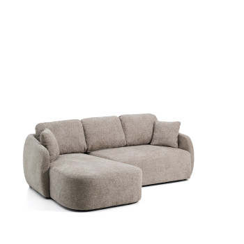 Sofá cama Laira de 3 plazas en chenilla gris tórtola con chaise longue izquierda 246 cm FSC Mix Crédito