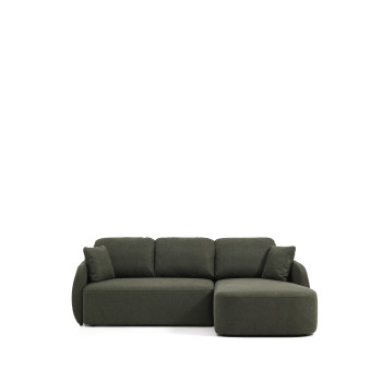 Sofá cama Laira de 3 plazas en chenilla verde oscuro con chaise longue derecha 246 cm FSC Mix Crédito
