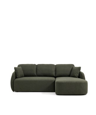 Sofá cama Laira de 3 plazas en chenilla verde oscuro con chaise longue derecha 246 cm FSC Mix Crédito