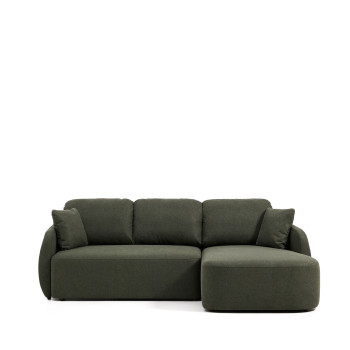Sofá cama Laira de 3 plazas en chenilla verde oscuro con chaise longue derecha 246 cm FSC Mix Crédito
