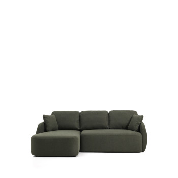 Sofá cama Laira de 3 plazas en chenilla verde oscuro con chaise longue izquierda 246 cm FSC Mix Crédito