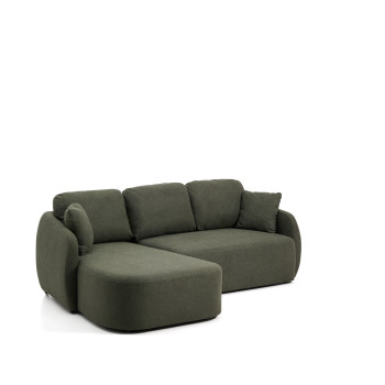 Sofá cama Laira de 3 plazas en chenilla verde oscuro con chaise longue izquierda 246 cm FSC Mix Crédito