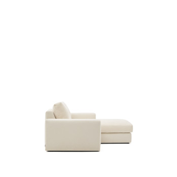 Sofá modular Alea de 3 plazas con funda desenfundable de chenilla, chaise longue derecha, color crudo, 220 cm