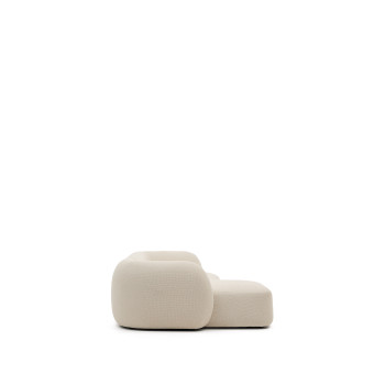 Sofá modular Martina de 3 plazas en chenilla con chaise longue izquierda, color crudo, 287 cm.