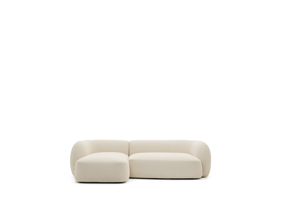 Sofá modular Martina de 3 plazas en chenilla con chaise longue izquierda, color crudo, 287 cm
