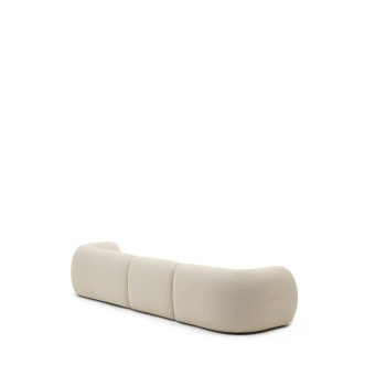 Sofá modular Martina de 4 plazas en chenilla con chaise longue derecha, color crudo, 377 cm
