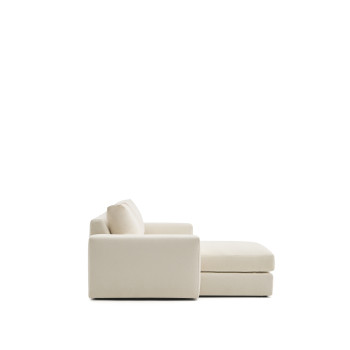 Sofá modular Alea de 3 plazas desenfundable en chenilla, chaise longue izquierda, color crudo, 220 cm