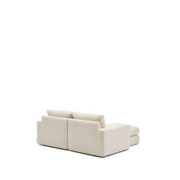 Sofá modular Alea de 3 plazas desenfundable en chenilla, chaise longue izquierda, color crudo, 220 cm
