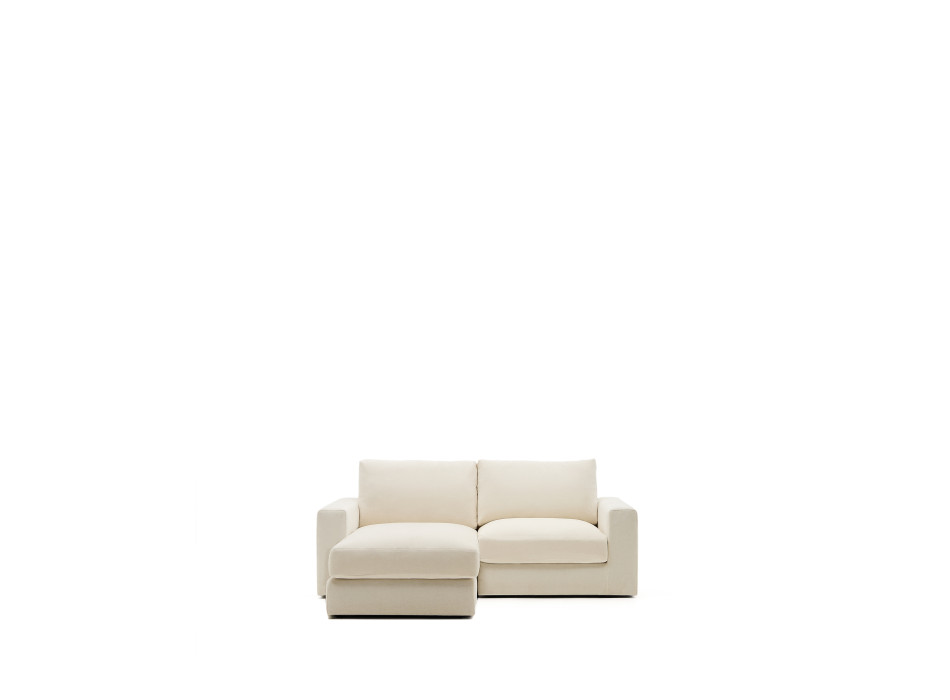 Sofá modular Alea de 3 plazas desenfundable en chenilla, chaise longue izquierda, color crudo, 220 cm