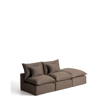 Sofá modular Anarela de 2 plazas con funda extraíble y pieza final de lino.