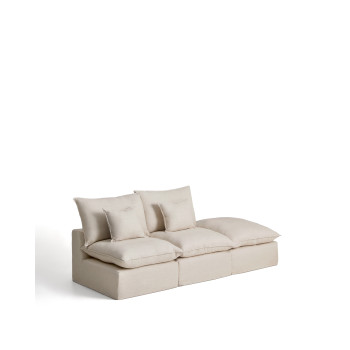 Sofá modular Anarela de 2 plazas con funda extraíble y pieza final de lino y viscosa.