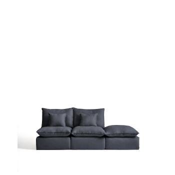 Sofá modular Anarela de 2 plazas con funda extraíble y pieza final de lino y viscosa.