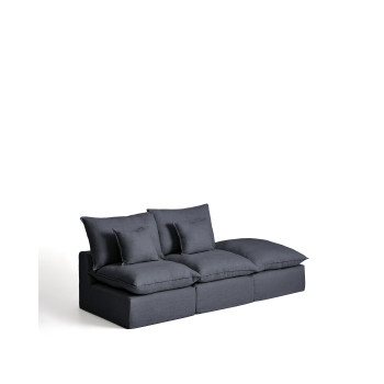 Sofá modular Anarela de 2 plazas con funda extraíble y pieza final de lino y viscosa.