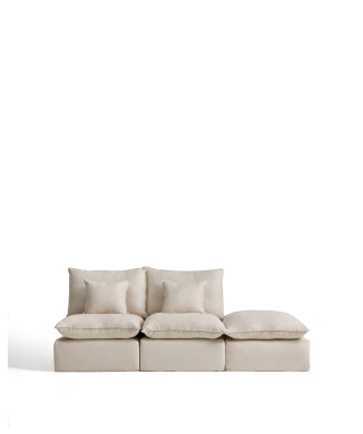 Sofá modular Anarela de 2 plazas con funda extraíble y pieza final de lino y viscosa.
