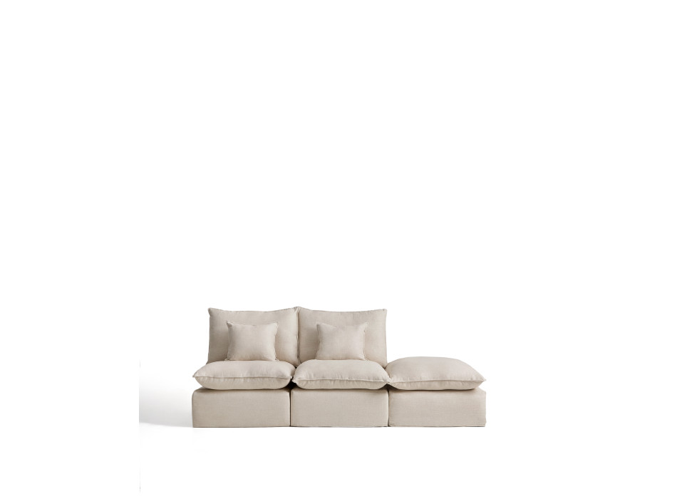 Sofá modular Anarela de 2 plazas con funda extraíble y pieza final de lino y viscosa.