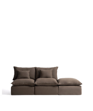 Sofá modular Anarela de 2 plazas con funda extraíble y pieza final de lino.