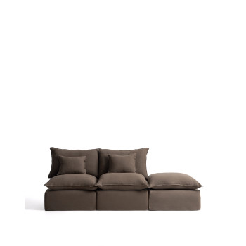 Sofá modular Anarela de 2 plazas con funda extraíble y pieza final de lino.