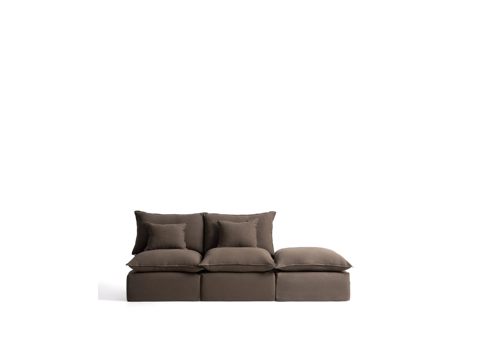 Sofá modular Anarela de 2 plazas con funda extraíble y pieza final de lino.
