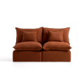 Sofá modular Anarela de 2 plazas con funda extraíble de lino color terracota, 180 cm. Crédito FSC Mix.