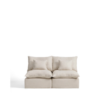 Sofá modular Anarela de 2 plazas con funda extraíble de lino y viscosa.
