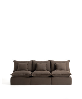 Sofá modular Anarela de 3 plazas con funda desenfundable de lino.