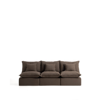 Sofá modular Anarela de 3 plazas con funda desenfundable de lino.