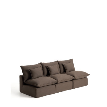 Sofá modular Anarela de 3 plazas con funda desenfundable de lino.