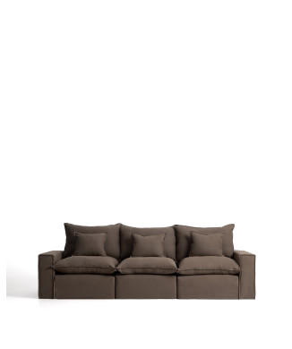 Sofá modular Anarela de 3 plazas con funda desenfundable de lino.