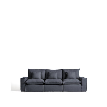 Sofá modular Anarela de 3 plazas con funda extraíble de lino y viscosa.