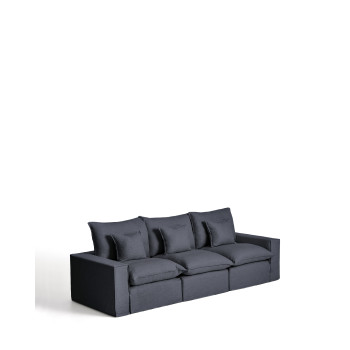 Sofá modular Anarela de 3 plazas con funda extraíble de lino y viscosa.