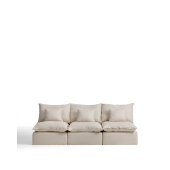 Sofá modular Anarela de 3 plazas con funda extraíble de lino y viscosa.