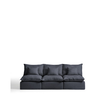 Sofá modular Anarela de 3 plazas con funda extraíble de lino y viscosa.