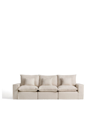 Sofá modular Anarela de 3 plazas con funda extraíble de lino y viscosa.