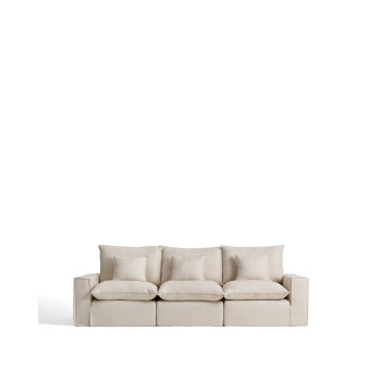 Sofá modular Anarela de 3 plazas con funda extraíble de lino y viscosa.