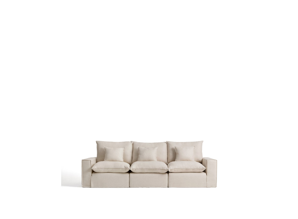 Sofá modular Anarela de 3 plazas con funda extraíble de lino y viscosa.