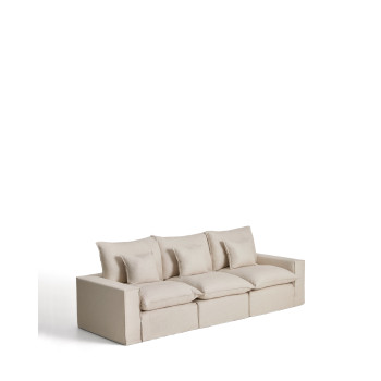 Sofá modular Anarela de 3 plazas con funda extraíble de lino y viscosa.
