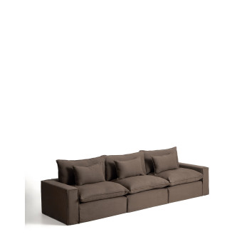 Sofá modular Anarela de 5 plazas con funda desenfundable de lino.