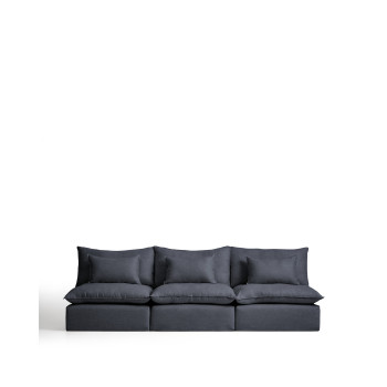 Sofá modular Anarela de 5 plazas con funda extraíble de lino y viscosa.