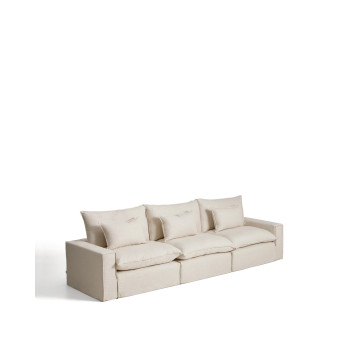 Sofá modular Anarela de 5 plazas con funda extraíble de lino y viscosa.