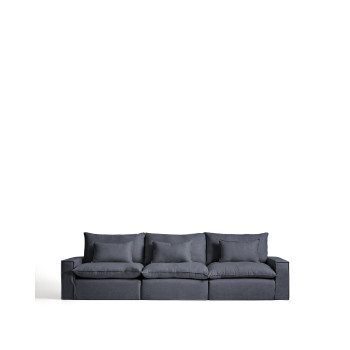 Sofá modular Anarela de 5 plazas con funda extraíble de lino y viscosa.