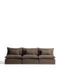 Sofá modular Anarela de 5 plazas con funda extraíble en lino gris paloma, 330 cm, FSC Mix Credit.
