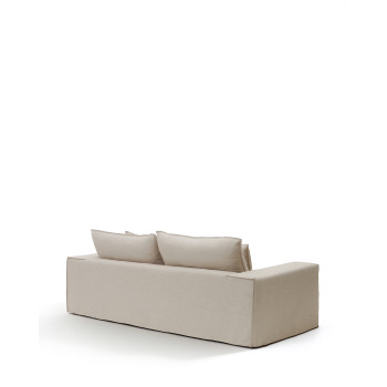 Sofá Anarela de 3 plazas con funda y cojines desenfundables en lino beige FSC Mix Credit, 280 cm.