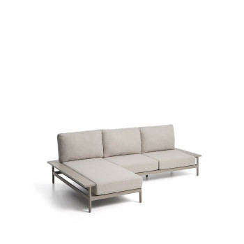 Sofá Vathi de 3 plazas de aluminio con chaise longue izquierda, gris paloma, 250 x 159 cm