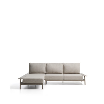 Sofá Vathi de 3 plazas de aluminio con chaise longue izquierda, gris paloma, 250 x 159 cm