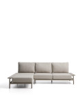 Sofá Vathi de 3 plazas de aluminio con chaise longue izquierda, gris paloma, 250 x 159 cm