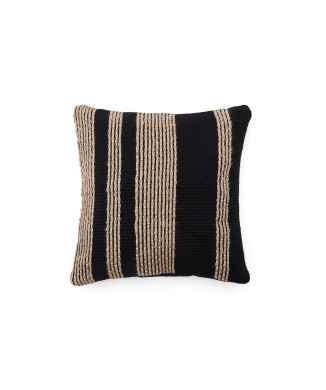 Funda de almohada de algodón Aylin con bordado de yute