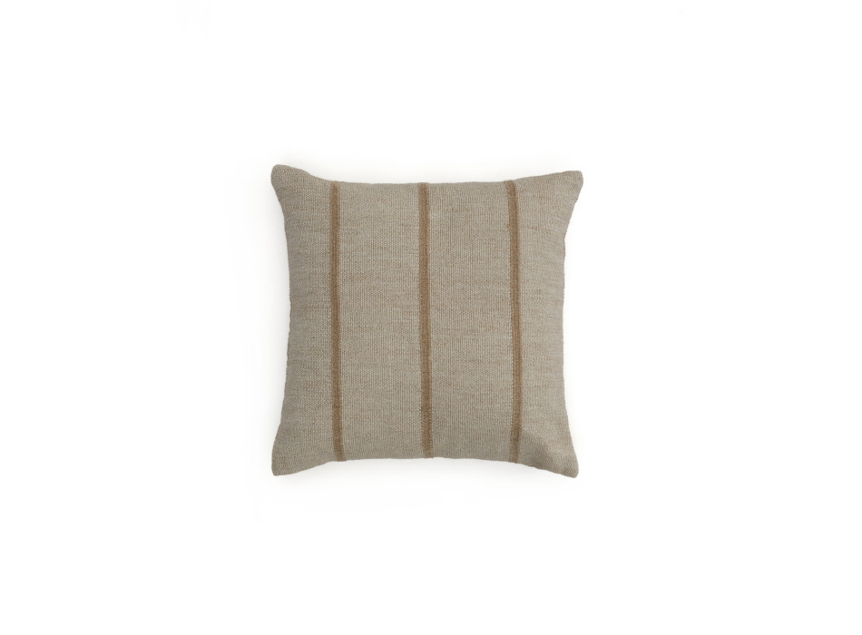 Funda de cojín Disis de lino y algodón con rayas tejidas beige 45 x 45 cm
