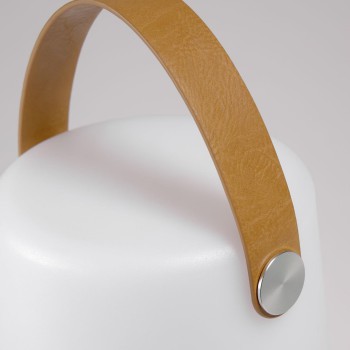 Lámpara de mesa Dialma con asa marrón