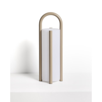 Lámpara de mesa portátil grande Leros de polietileno y acero.