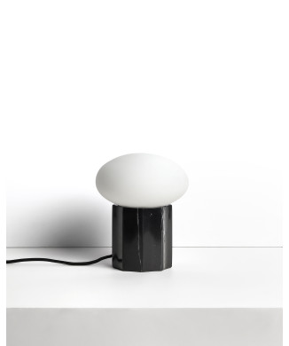 Lámpara de mesa Idela en cristal ahumado y mármol negro Ø 15 cm